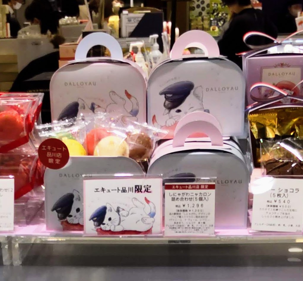 DALLOYAU（ダロワイヨ）エキュート品川店限定のしにゃがわニャカロン詰め合わせの店頭写真