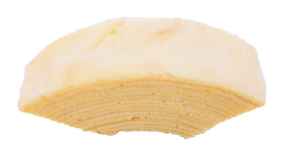 カットしたJUCHHEIM（ユーハイム）のバウムクーヘンの写真