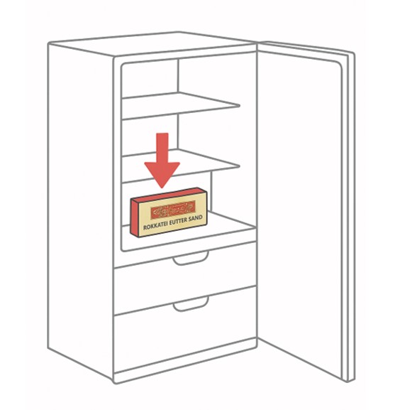 六花亭マルセイバターサンドの冷蔵庫保存時のベストポジションがわかるイラスト