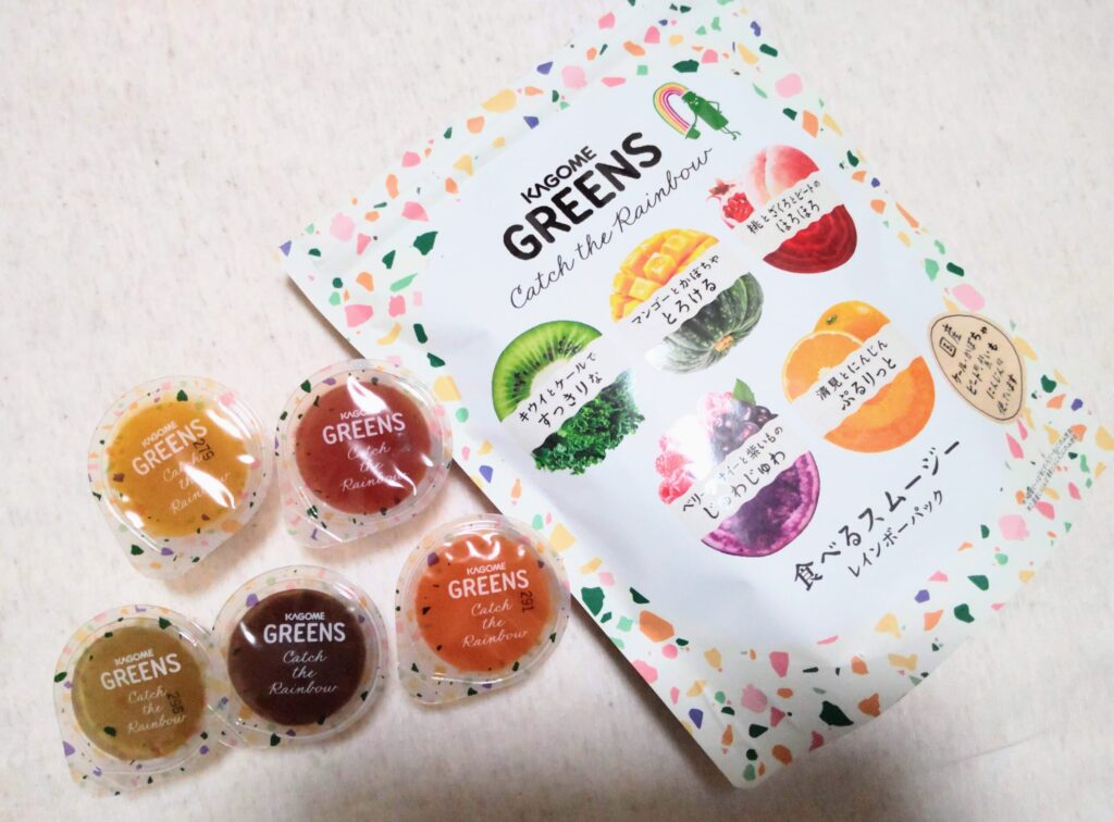 KAGOME GREENS（カゴメ グリーンズ）阪急うめだ本店で購入した食べるスムージーレインボーパックの写真