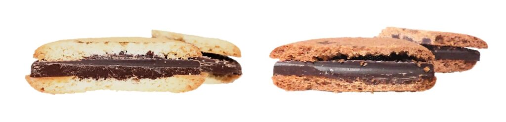 Dari K（ダリケー）のカカオサンドクッキーのミルクとダークの断面写真