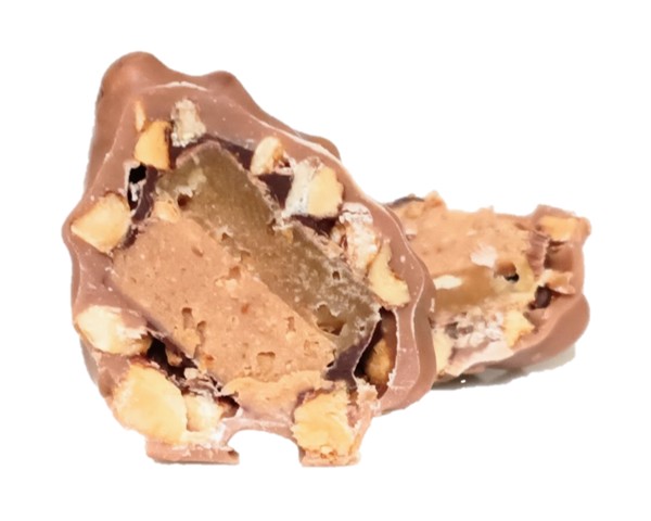 jacques genin（ジャック・ジュナン）ミックスポシェットのマカダミアプラリネキャラメルの断面写真