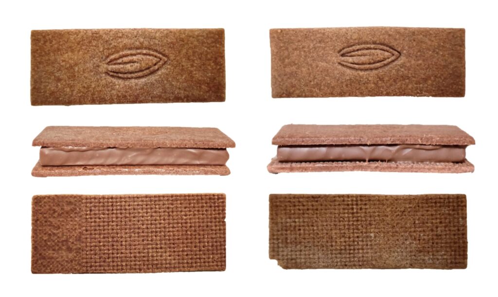 Cacaotier Gokan（カカオティエゴカン）のカカオサンドのミルク（左）・ビター（右）の写真