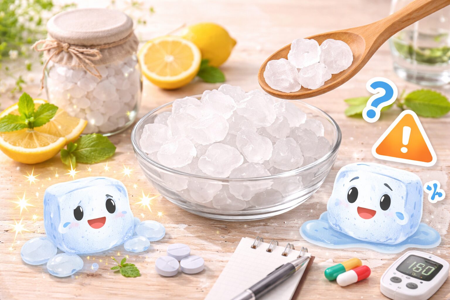 この記事を読めば氷砂糖のメリットデメリットや一日何個まで食べて大丈夫かの目安などを知れることをイメージできる写真