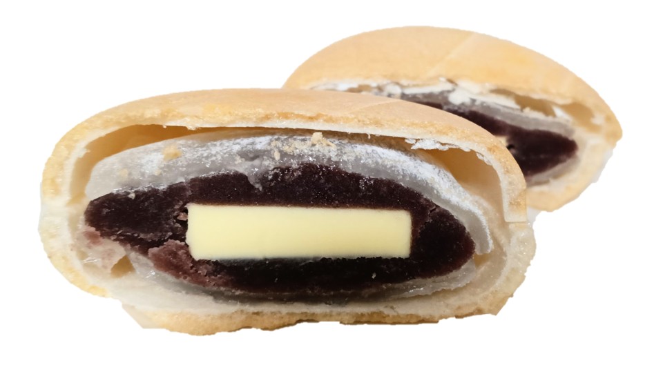 ほしのバターのあんバター最中の断面写真