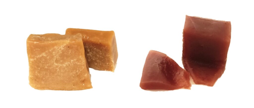 Mels CARAMEL WORKS（メルズキャラメルワークス）で購入したキャラメルの断面写真