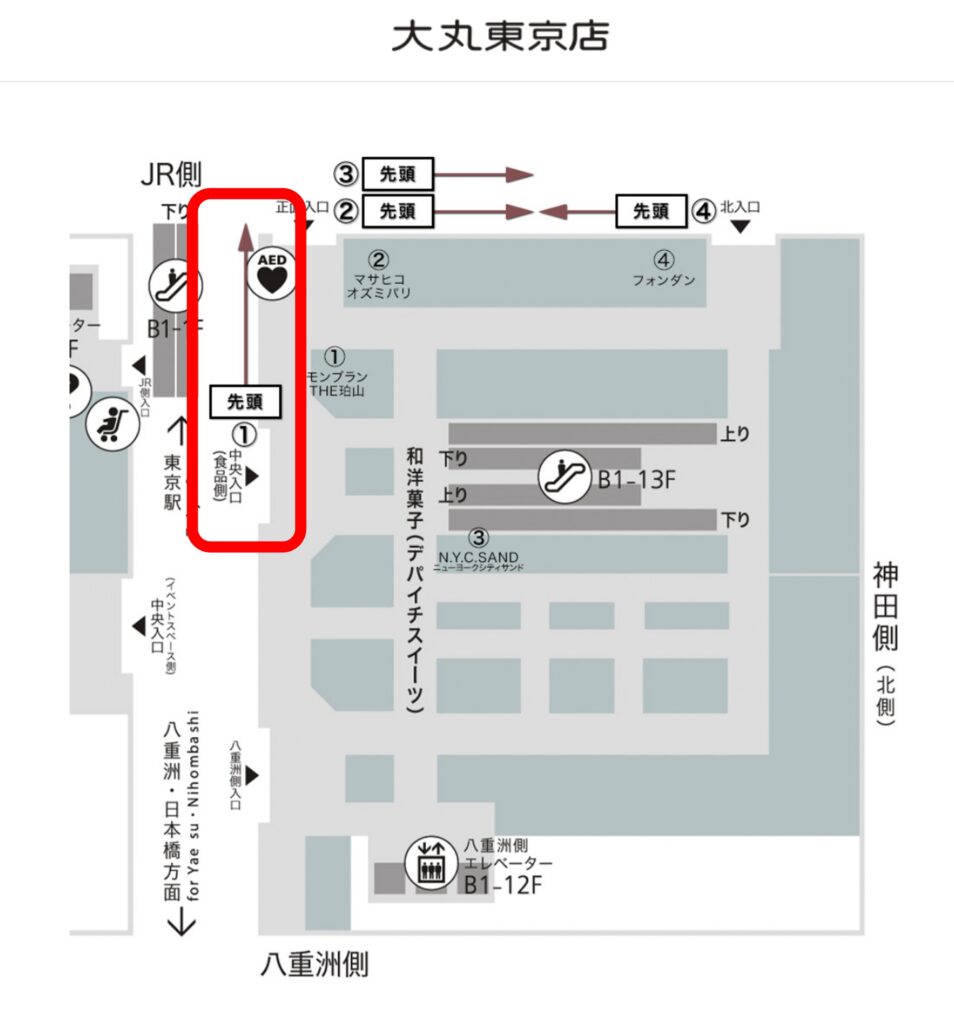 モンブランTHE珀山大丸東京店オープン前に並ぶ場所がわかる写真