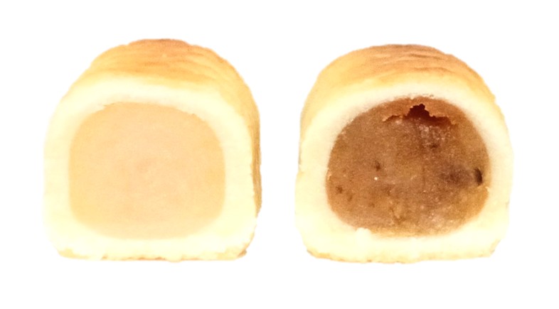 ざびえる本舗のざびえる銀（左）と金（右）の断面写真