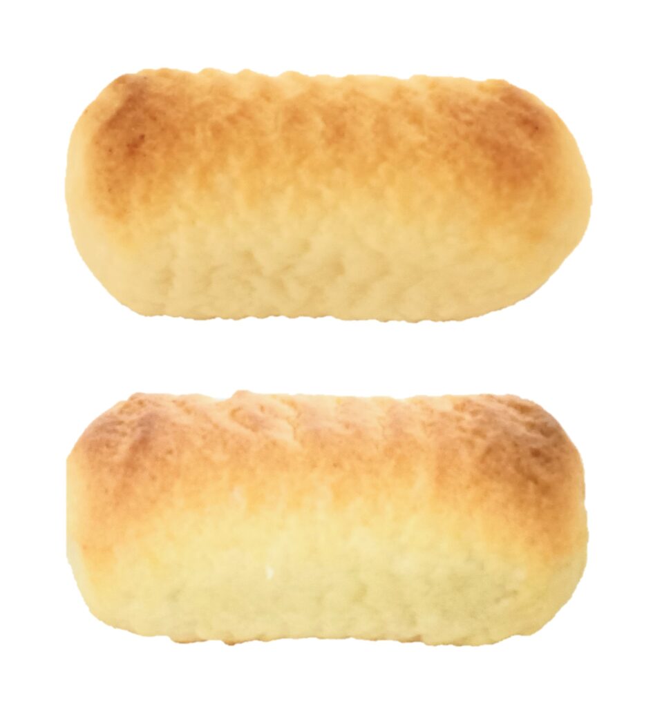 焼いたざびえる本舗のざびえる銀（上）と金（下）の写真